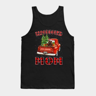 Christmas Bloodhound Mom Santa Hat Truck Tree Plaid Dog Mom Christmas Tank Top